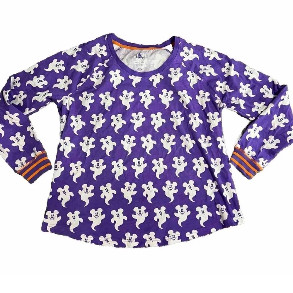 Disney Mickey Mouse Ghost Halloween Purple Orange Pajama Set Womens Sz 2XL 💜 - Picture 2 of 6